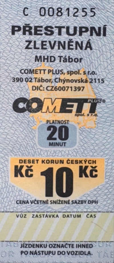 10 Kč (20 minut) zvýhodněné