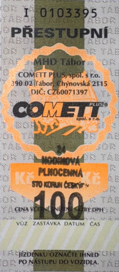 100 Kč (24 hodin) plné jízdné