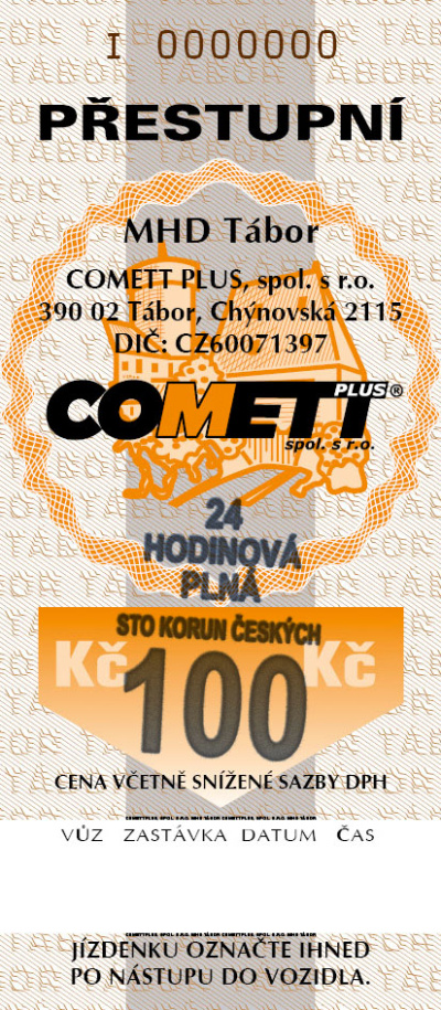 100 Kč (24 hodin) jízdenka plná
