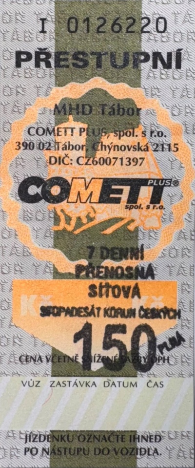 150 Kč (7 dní) plné jízdné