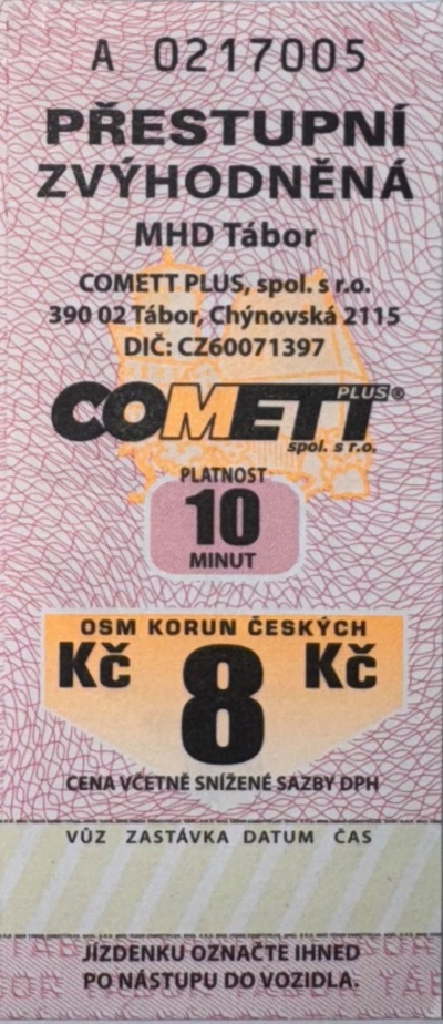 8 Kč (10 minut) zvýhodněné